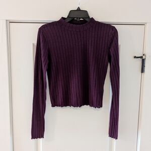 Candie's Soft And Cozy Ribbed Mock Neck Madira Berry, Size S